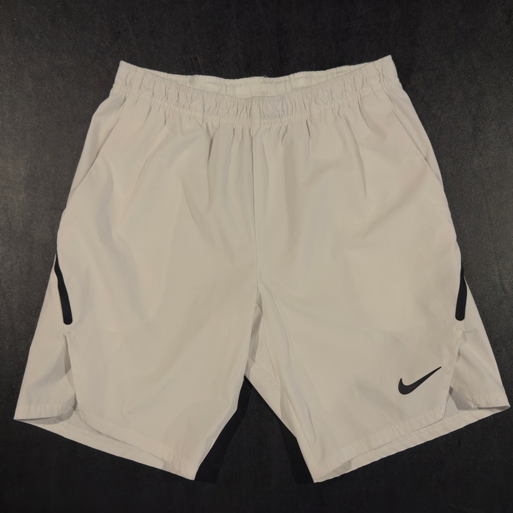 Nike Men's White and Black Tennis Shorts 9” inseam size Small.